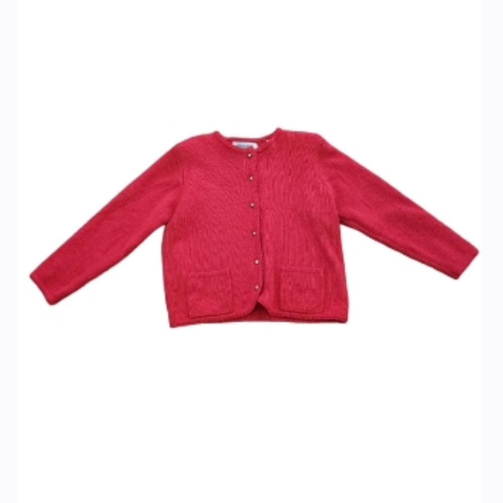 VINTAGE KAREN SCOTT PETITES WOOL BLEND CARDIGAN SZ LP